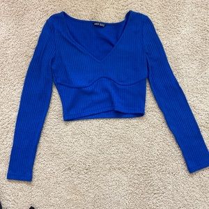shein royal blue crop